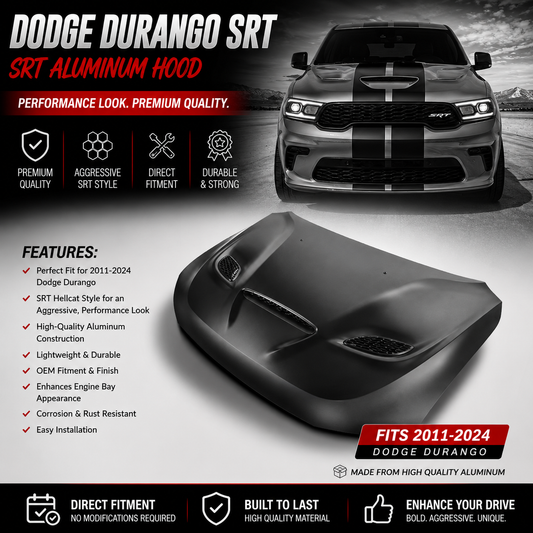 Dodge Durango SRT Hellcat Style Aluminum Hood 2011-2024