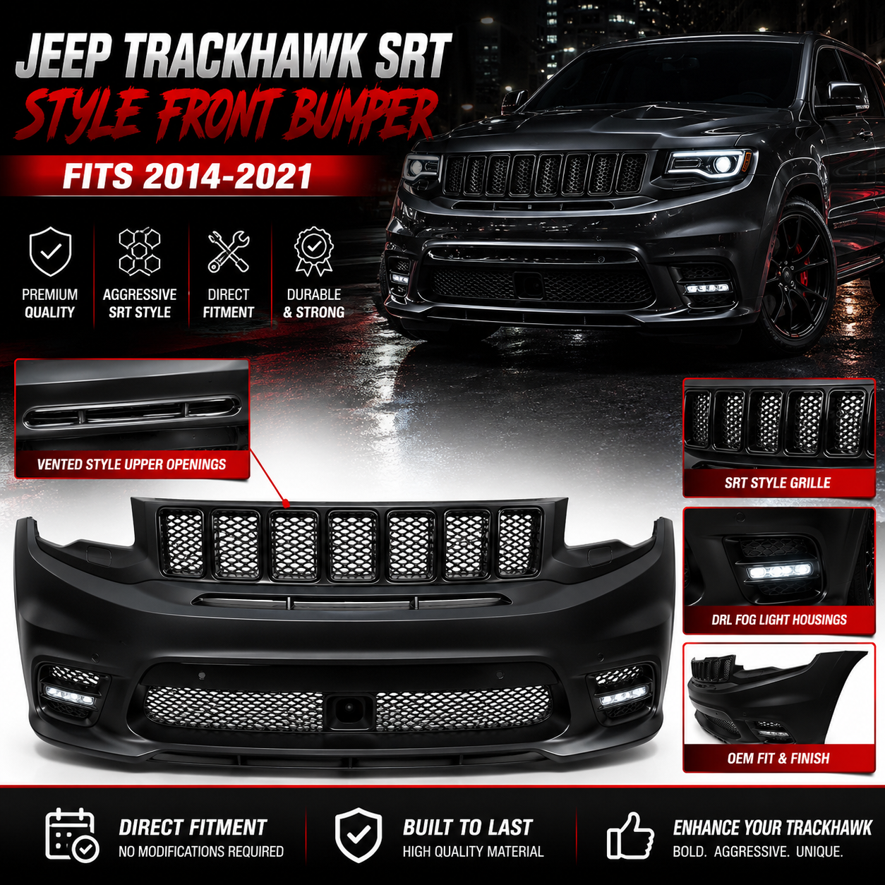 Jeep SRT Trackhawk Style Front Bumper 2014-2021