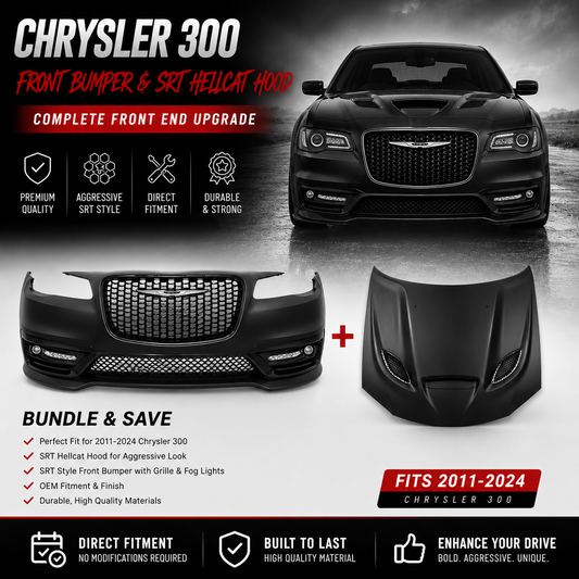Chrysler 300 SRT Front Bumper & SRT Hellcat Hood Bundle 2011-2024
