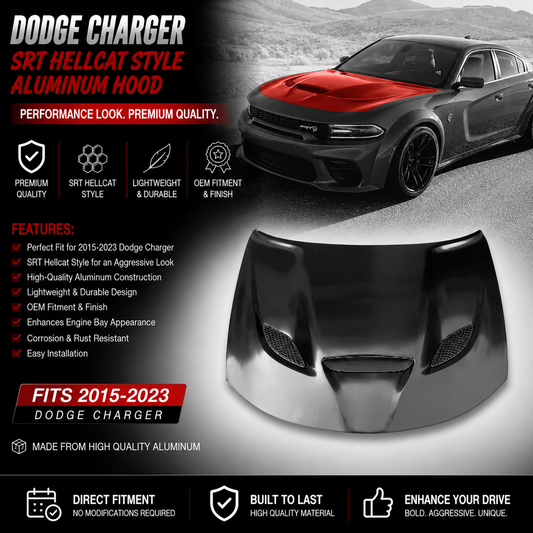 Dodge Charger SRT Hellcat Style Aluminum Hood 2015-2023
