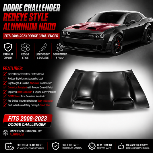 Dodge Challenger Redeye Style Aluminum Hood Fits 2008-2023