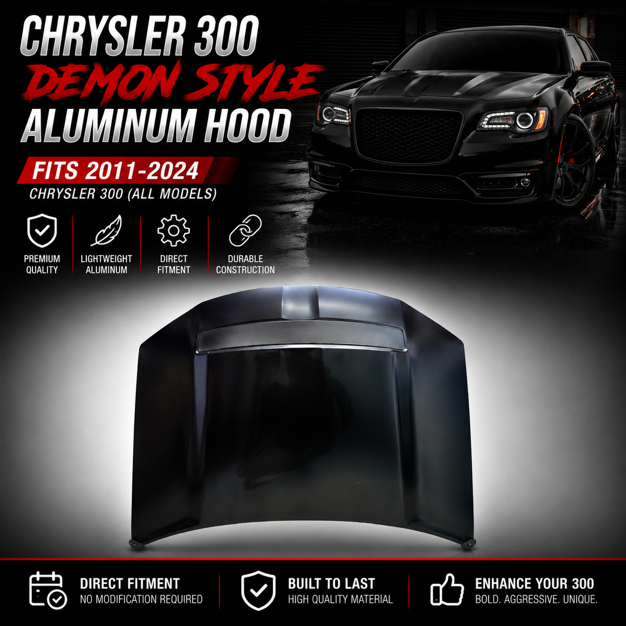 Chrysler 300 Demon Style Aluminum Hood 2011-2024